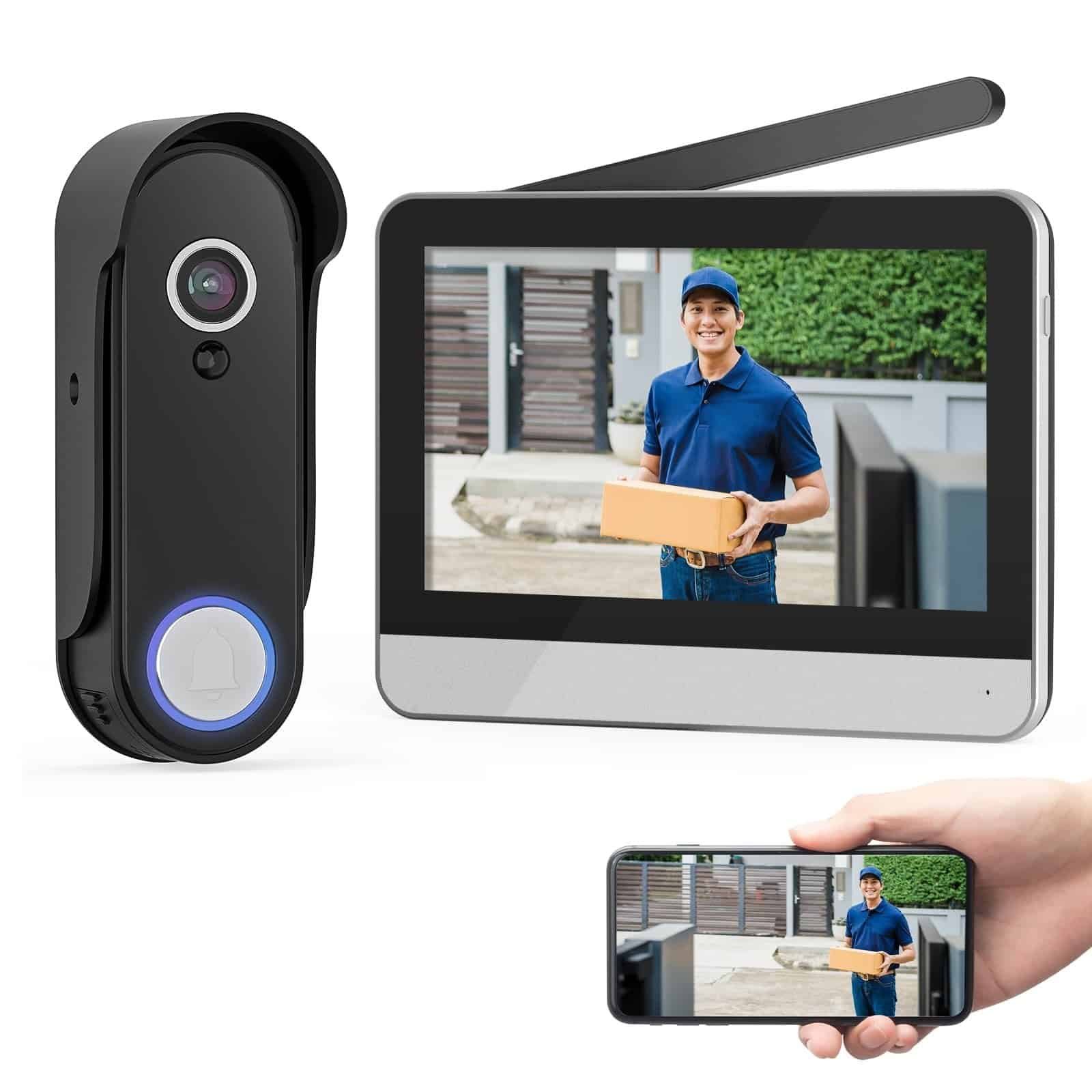 Smart video doorbell installed next to front door